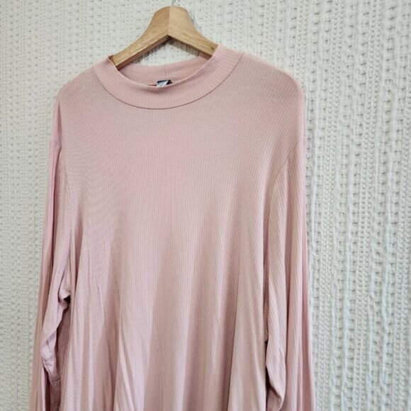 Old Navy Plus Size Luxe Mock Neck Ribbed Light Pink Swing Long Sleeve Top XXL - Picture 6 of 11